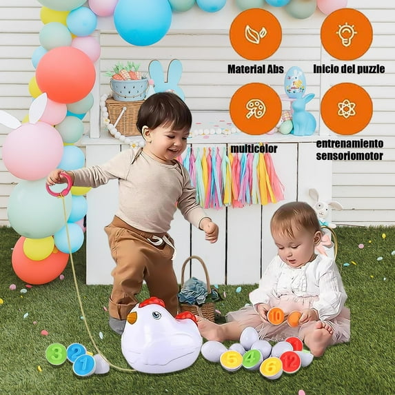 Mgcok Easter Matching Eggs Learning Eggs 12 Pcs And Hen Boxs With Wheels Toddler Toy Multiple Shapes And Colors Fine Motor Skills Sensory Toy Boys Girls Easter Gift