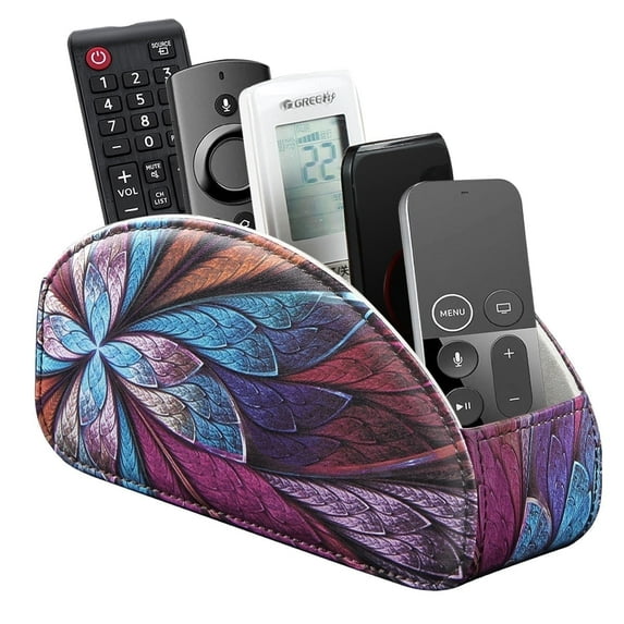 Mgkitch TV Remote Control Holder with 5 Compartments,Bedside Table PU Leather Remote Caddy/Tray,Storage Box Organizer for Pen,Controllers,Media Player,Cosmetics,Office Supplies