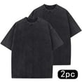 thumbnail image 1 of Mgmyaa 2-Pack Unisex Cotton Vintage Washed Short Sleeve T-Shirts - Crew Neck Comfortable Oversized Tops for Men and Women, 1 of 4