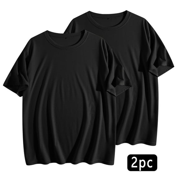 Mgmyaa 2-Pack Womens Short Sleeve T-Shirts, Summer Solid Color Crew Neck Tops Basic Tees for Women
