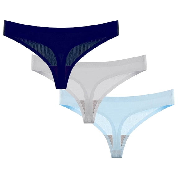 Mgmyaa 3 Pack Women's Summer Seamless Breathable Thong Low Waisted Underwear