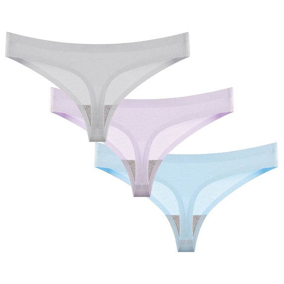 Mgmyaa 3 Pack Women's Summer Seamless Breathable Thong Low Waisted Underwear