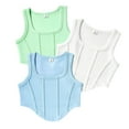 thumbnail image 1 of Mgmyaa 3pcs Girls Square Neck Crop Tank Tops Summer Standard Straps Spaghetti Straps Sleeveless Casual Camisole Blouses Tops, 1 of 8