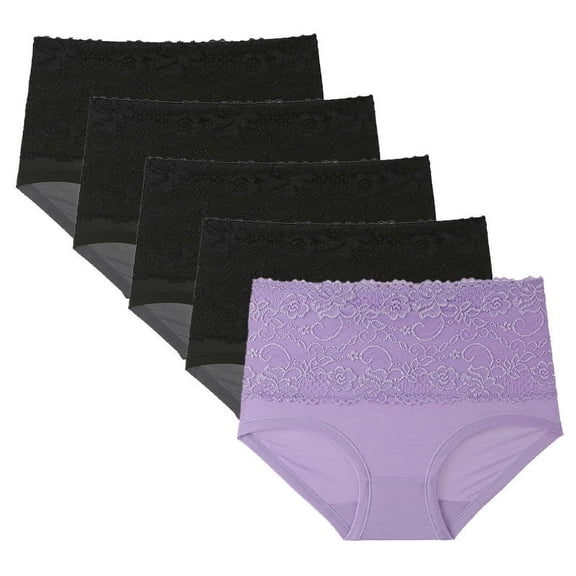 Mgmyaa 5 Pack Womens Underwear Lace High Waisted Body Shaper Shorts Shapewear Panties