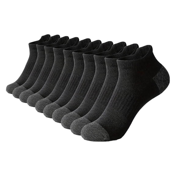 Mgmyaa 5 Pairs Ankle Athletic Socks Moisture Wicking Breathable Cotton in Solid with Stretchable Active Fit for Men for Running Gym All Season