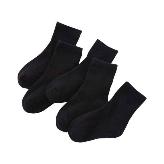Mgmyaa 5 Pairs Crew Athletic Socks Breathable Cotton in Solid with Active Fit Moisture Wicking for Sports Daily All Season Girls Ages 1-12 Years