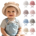 thumbnail image 1 of Mgmyaa Baby Bear Ears Bucket Hat Summer Outdoor Sun UV Protection Fisherman Cap for Infant Newborn 0-3 Years Breathable Soft Headwear, 1 of 8