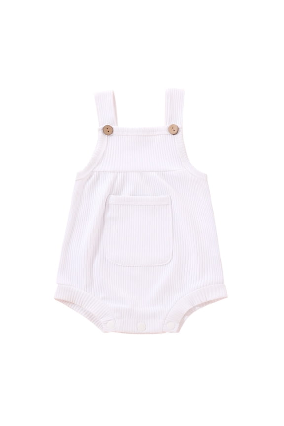 Baby Boys Girls Sleeveless Romper, Infant Summer Solid Shorts Jumpsuit, Newborn Square Neckline Breathable Playwear