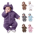 thumbnail image 1 of Mgmyaa Baby Fleece Romper Hooded Jumpsuit With Bear Ears Warm Winter Outfit For Infant Boys Girls 0-12 Months, 1 of 9