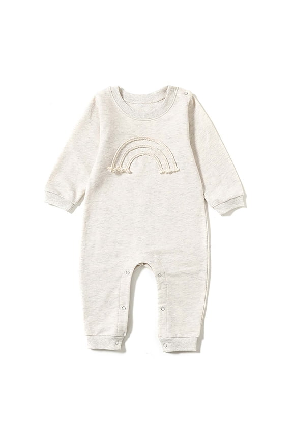 Baby Romper Long Sleeve Pure Cotton Newborn Jumpsuit with Braided Rainbow Pattern Spring Fall Infant Boys Girls 0-24 Months