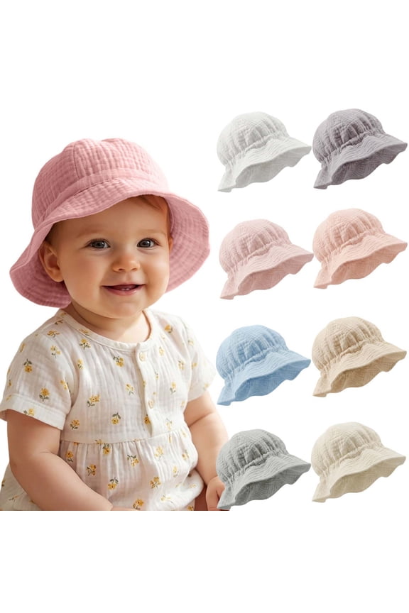 Baby Ruffle Edge Bucket Hat Summer Outdoor Sun UV Protection Fisherman Cap for Infant Newborn 0-3 Years Breathable Soft Headwear