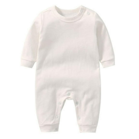 Mgmyaa Basic Infant Romper Long Sleeve Solid Bodysuit Jumpsuit Soft Cotton Newborn One-Piece 3-18 Months