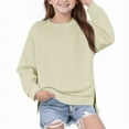 thumbnail image 1 of Mgmyaa Big Girls Sweatshirt Long Sleeve Oversized Pullover Crewneck Split Hem Casual Lounge Top 5-14 Years, 1 of 5