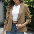 thumbnail image 1 of Mgmyaa Blazers for Women Solid Color Business Casual 3/4 Sleeve Notch Collar Button Suit Jacket Office Jacket Coat, 1 of 7