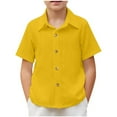 thumbnail image 1 of Mgmyaa Boys Button Down Shirts Kids Short Sleeve Collared Blouses Casual Tops with Pockets, 1 of 8
