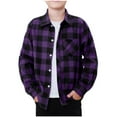 thumbnail image 1 of Mgmyaa Boys Button Down Shirts Long Sleeve Collared Brushed Plaid Shirt with Pocket, 1 of 8