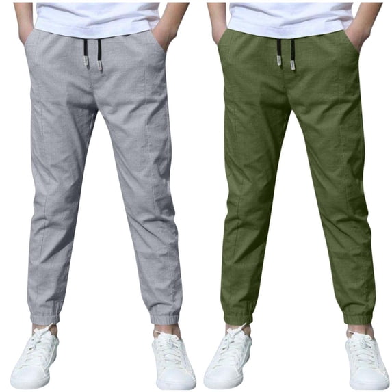Mgmyaa Boys' Drawstring Jogger Pants Casual Loose Fit Sweatpants Lightweight Comfortable with Pockets for Children Age 3-13 Years