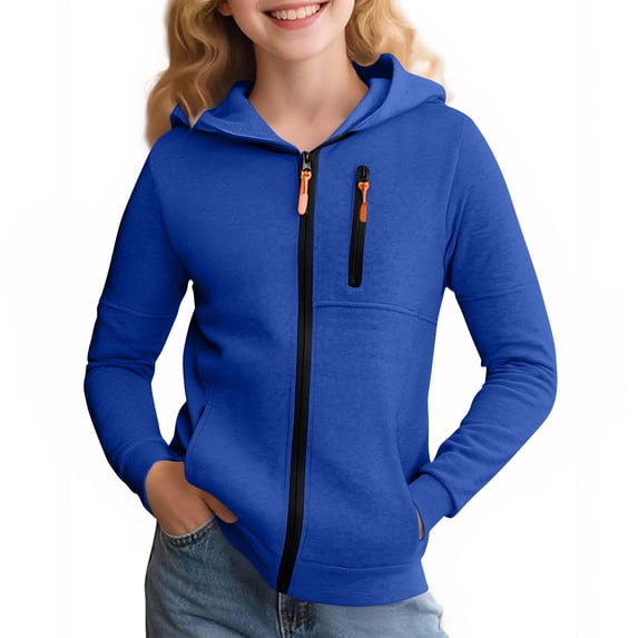 Mgmyaa Boys Full-Zip Fleece Hoodie Sweatshirt Long Sleeve Pullover with Pockets Warm Outerwear 5-14 Years
