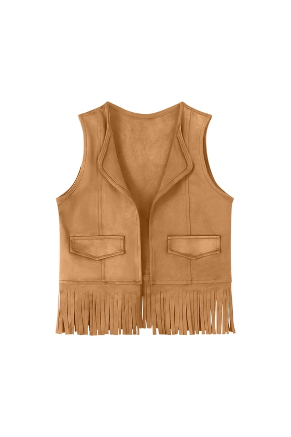 Boys Girls Faux Leather Vest Sleeveless Waistcoat Western Style Casual Outerwear Blouse Top 3-12 Years