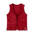 thumbnail image 1 of Mgmyaa Boys Girls Faux Leather Vest Sleeveless Waistcoat Western Style Casual Outerwear Blouse Top 3-12 Years, 1 of 7