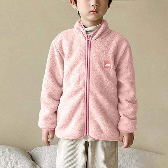 Mgmyaa Boys Girls Polar Fleece Jacket Zip Up Thermal Full Zipper Pocket Casual Outerwear 2-14Y
