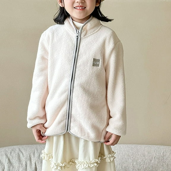 Mgmyaa Boys Girls Polar Fleece Jacket Zip Up Thermal Full Zipper Pocket Casual Outerwear 2-14Y