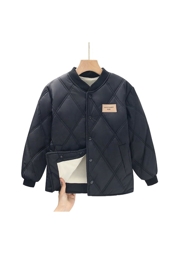 Boys Girls Reversible Padded Jacket Quilted Fleece-Lined Warm Winter Coat Innerwear Outerwear 3-15 Years