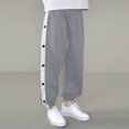 thumbnail image 1 of Mgmyaa Boys Joggers Pants with Side Snap Detail Cotton Sweatpants Elastic Waist Casual Sports School Wear for Kids, 1 of 4