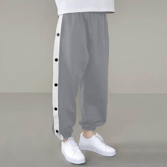Mgmyaa Boys Joggers Pants with Side Snap Detail Cotton Sweatpants Elastic Waist Casual Sports School Wear for Kids