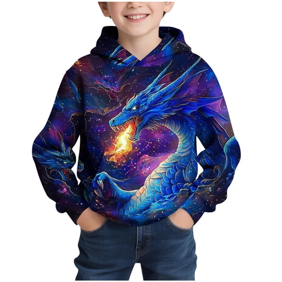 Mgmyaa Boys Long Sleeve Hooded Sweatshirts Pullover Casual Sports Tops Kids Fall Winter Clothes