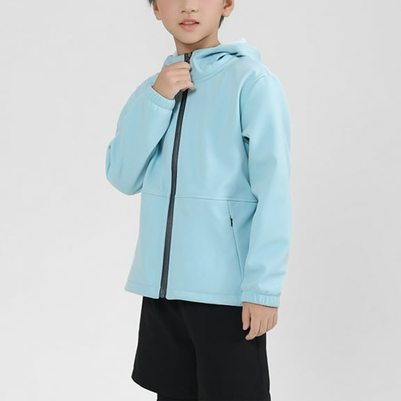 Mgmyaa Boys Softshell Jacket Windproof Fleece Lined Hooded Waterproog Outdoor Sport Coat 7-16Y