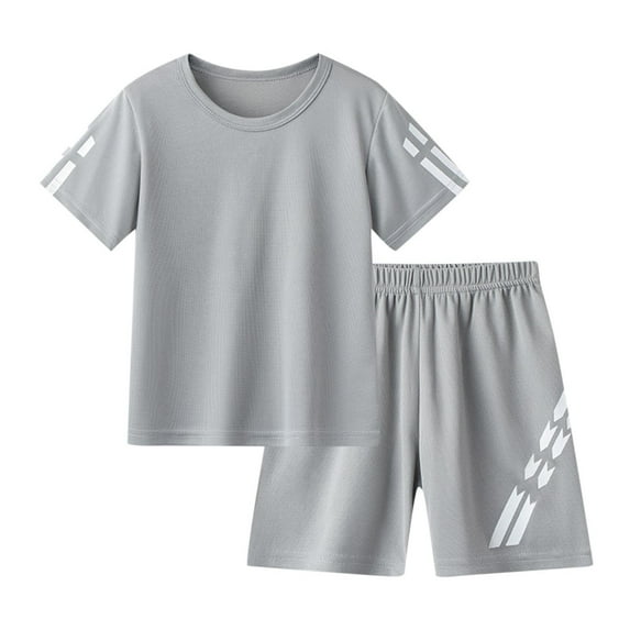 Mgmyaa Boys Summer 2 Piece Set Round Neck Short Sleeve T-Shirt and Loose Casual Outdoor Sports Shorts Set 2-12 Years