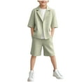 thumbnail image 1 of Mgmyaa Boys Summer Short Sleeve Lapel Button Up Shirt & Long Pants Set Casual Suit Outfit (Age 1-13 Years), 1 of 5