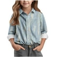 thumbnail image 1 of Mgmyaa Boys and Girls Button Down Shirt Long Sleeve Collared Casual Shirts Spring Summer Kids Blouses Comfortable Daily Wear Size 3-16Years, 1 of 5