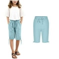 thumbnail image 1 of Mgmyaa Boys and Girls Casual Shorts Kids Drawstring Elastic knee Length Short Pants with Pockets, 1 of 5