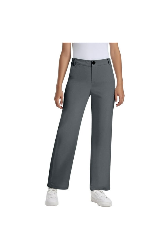 Boys and Girls Dress Pants Kids Straight Formal Flat Front School Uniform Pants with Pockets 7-16 Years