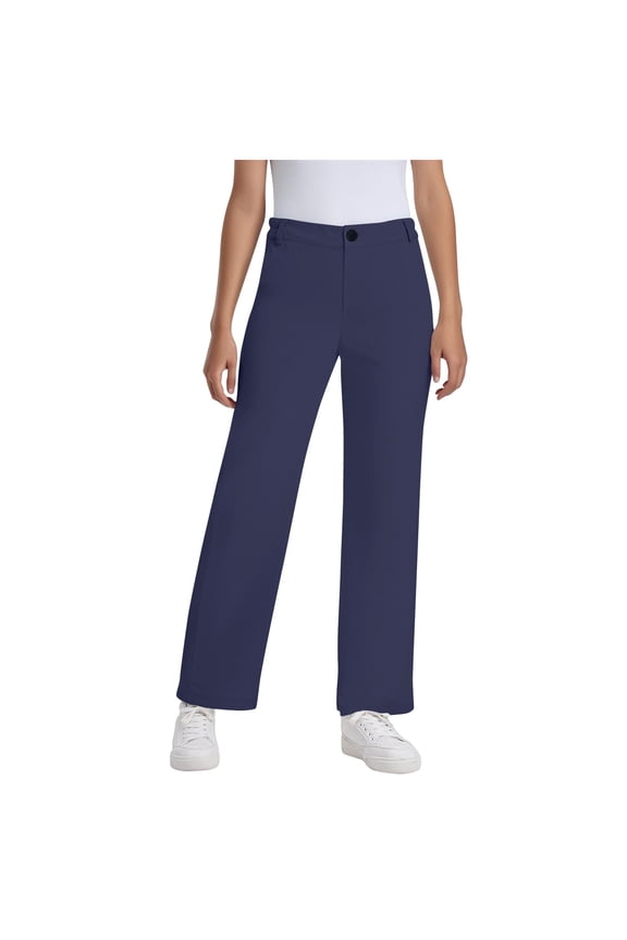 Boys and Girls Dress Pants Kids Straight Formal Flat Front School Uniform Pants with Pockets 7-16 Years