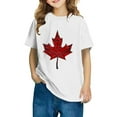 thumbnail image 1 of Mgmyaa Boys' and Girls' Short Sleeve T Shirts Kids Summer Maple Leaf Print Loose Tops Casual Crewneck Basic Tees 3-10Y, 1 of 8