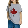 thumbnail image 1 of Mgmyaa Boys' and Girls' Short Sleeve T Shirts Kids Summer Maple Leaf Print Loose Tops Casual Crewneck Basic Tees 3-10Y, 1 of 8