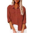 thumbnail image 1 of Mgmyaa Button Down Shirts for Women Long Sleeve V Neck Collared Shirt Tops with Two Pockets, 1 of 7