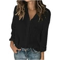 thumbnail image 1 of Mgmyaa Button Down Shirts for Women V Neck Rolled Up Long Sleeve Tops Elegant Dressy Blouses Business Casual Outfits with Pocket, 1 of 7