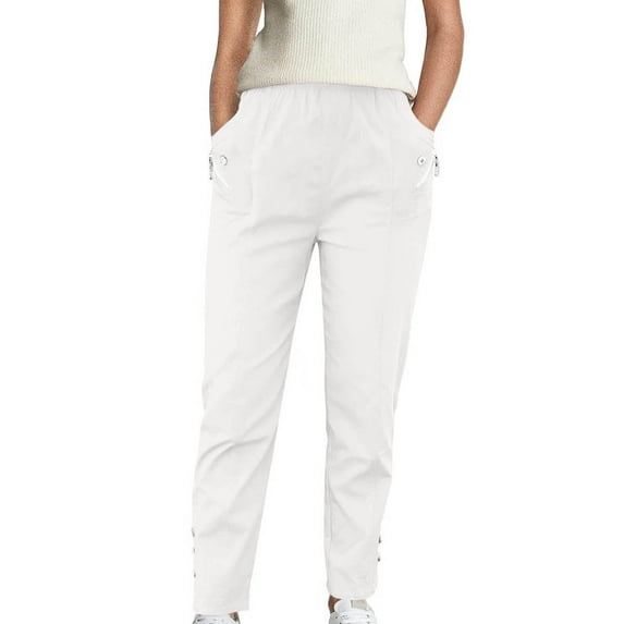 Mgmyaa Cargo Pants for Women Elastic Waist Ankle Length Casual Long Pants Streetwear with Pockets