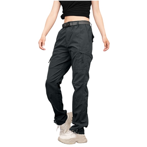 Mgmyaa Cargo Pants for Women Windproof Waterproof Elastic Waist Outdoor Straight Leg Casual Multi Pockets Work Pants