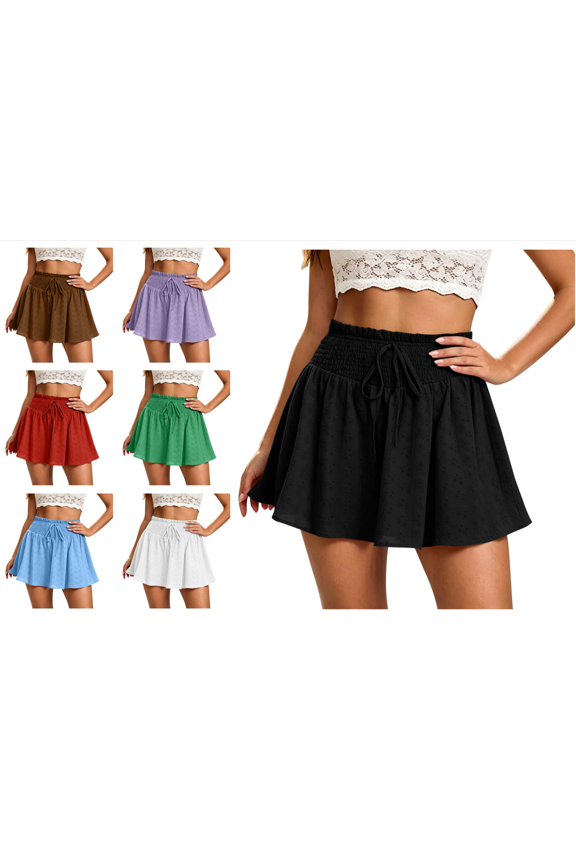Casual Skirts for Women Mini A-Line Mid Rise Skirt with Ruched Detail Adjustable Drawstring Elastic Waist Solid Loose Fit Spring Summer Mini Skirt