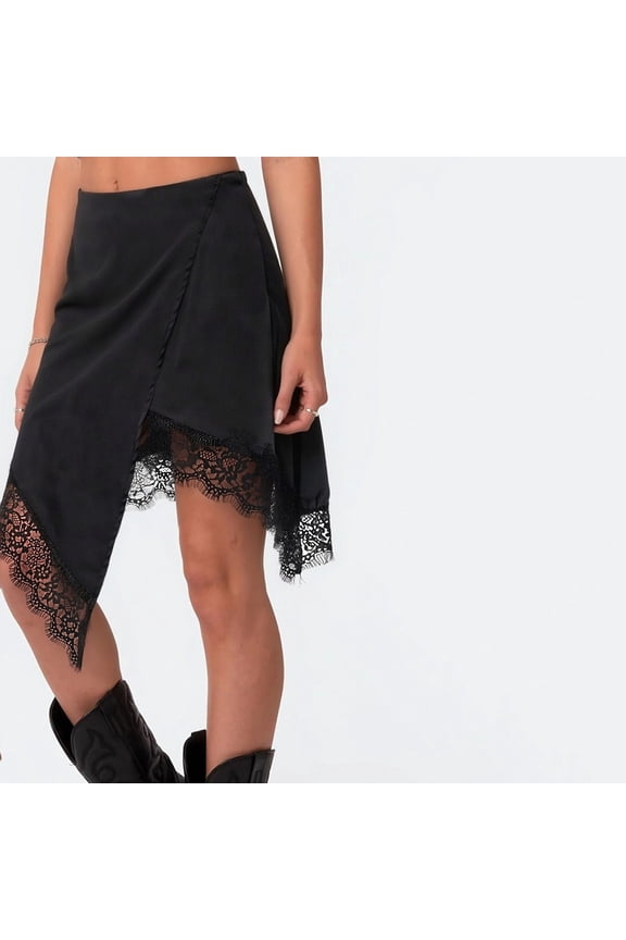 Casual Skirts for Women Mini A-Line Mid Rise Skirt with Fringe Trim Zipper Closure Comfort Waist Solid Slim Fit Spring Summer Mini Skirt