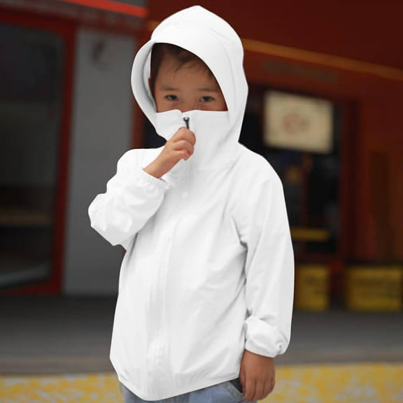 Mgmyaa Children's Long Sleeve Sun Protection Hooded Zip Up Jacket for Boys Girls Fall Spring Casual Cardigan Lightweight Outerwear 2-15Y