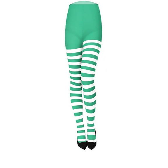 Mgmyaa Christmas Womens Striped Tights Party Thigh High Stocking Socks