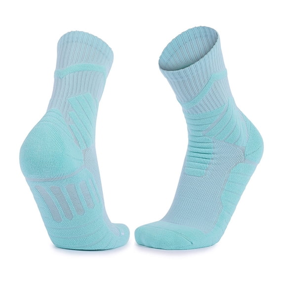 Mgmyaa Crew Athletic Socks Moisture Wicking Stretchy Nylon Spandex in Solid with Active Fit for Men for Cycling Running All Season