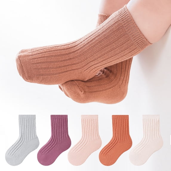 Mgmyaa Crew Baby Socks Breathable Cotton in Solid with Ruffle Detail Moisture Wicking for Daily Walking All Season Toddler Ages 1-5 Years
