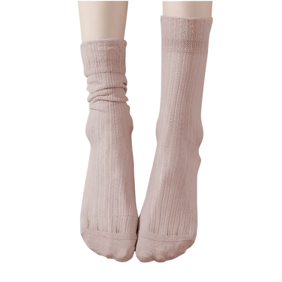 Mgmyaa Crew Casual Socks Lightweight Thin Nylon Spandex in Solid with Stretchable Regular Fit for Women for All Season Daily